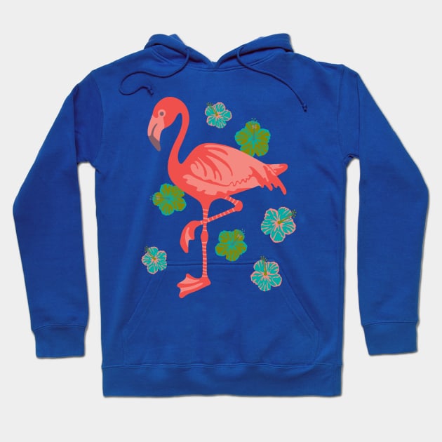 PINK FLAMINGO Tropical Bird with Hibiscus Flowers - UnBlink Studio by Jackie Tahara Hoodie by UnBlink Studio by Jackie Tahara